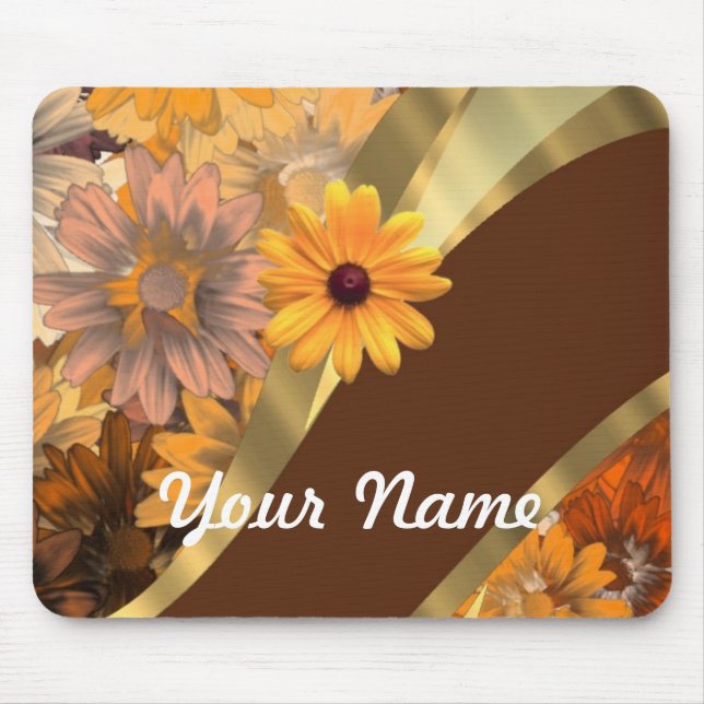 Pretty autumn floral pattern mouse pad (Front)