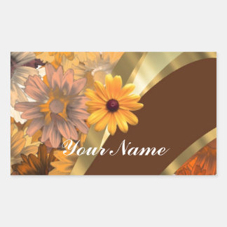 Pretty autumn floral pattern rectangular sticker