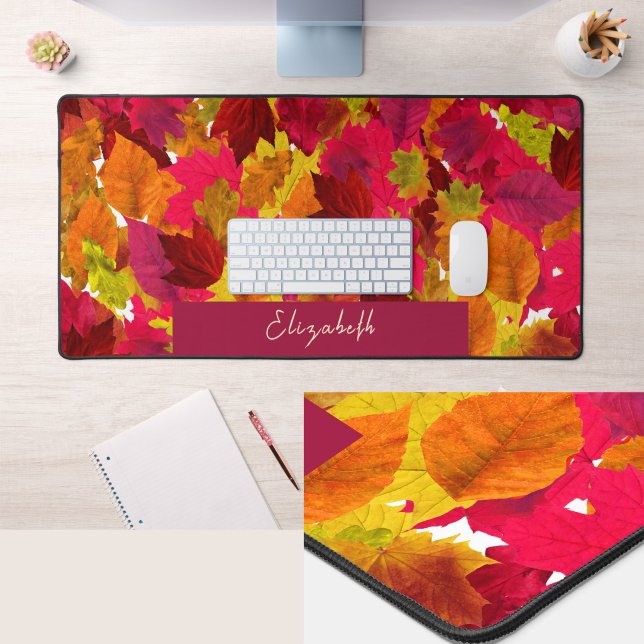 Pretty Autumn Leaves Custom Name Desk Mat (Creator Uploaded)