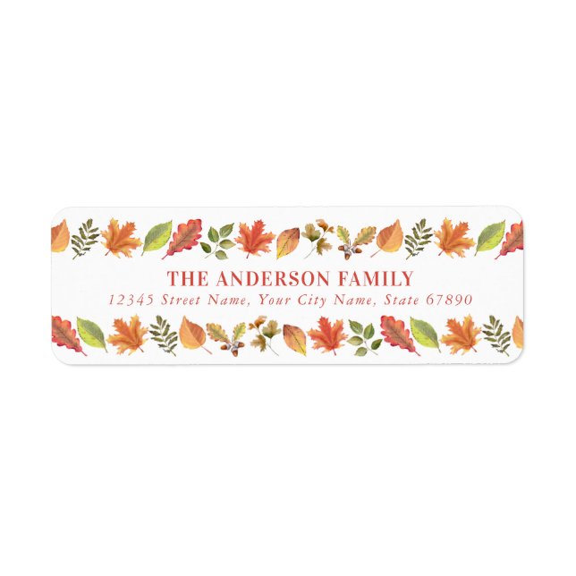 Pretty Autumn Leaves Return Address Labels (Front)