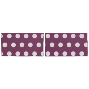 Pretty Autumn Purple White Polka Dots Pattern  Pillowcase