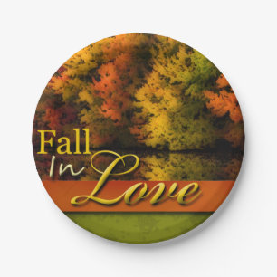 Pretty Autumn Wedding Fall In Love Foliage Photo Paper Plate