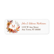 Pretty Autumn Wreath Monogram Return Address