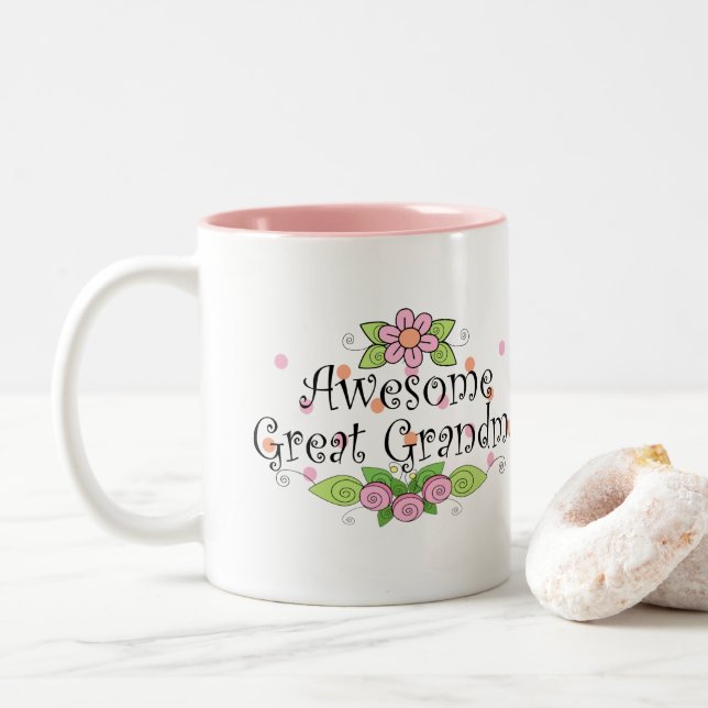 Pretty Awesome Great Grandma Two-Tone Coffee Mug (With Donut)