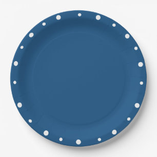 Pretty Azure Blue White Polka Dots  Paper Plate