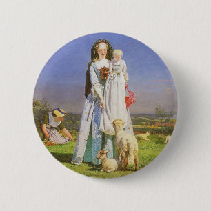 Pretty Baa Lambs by Ford Madox Brown 6 Cm Round Badge