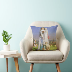 Pretty Baa Lambs by Ford Madox Brown Cushion