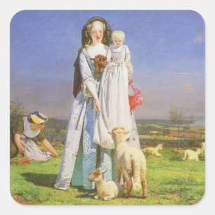 Pretty Baa Lambs by Ford Madox Brown Square Sticker