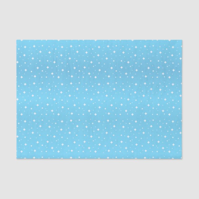 Pretty Baby Blue and White Stars Tissue Paper (Front)
