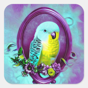 Pretty Baby Budgie Square Sticker