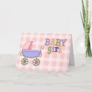 Pretty Baby Carriage Baby Girl Greeting Card