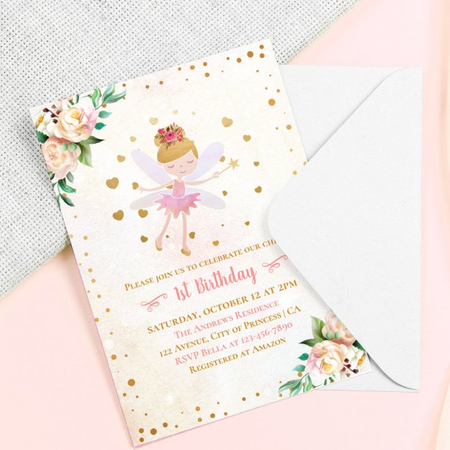 Pretty Baby Fairy 1st Birthday Invitation (Creator Uploaded)