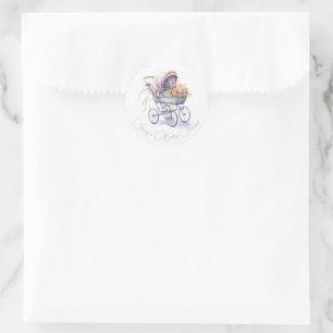 Pretty Baby Pram Classic Round Sticker