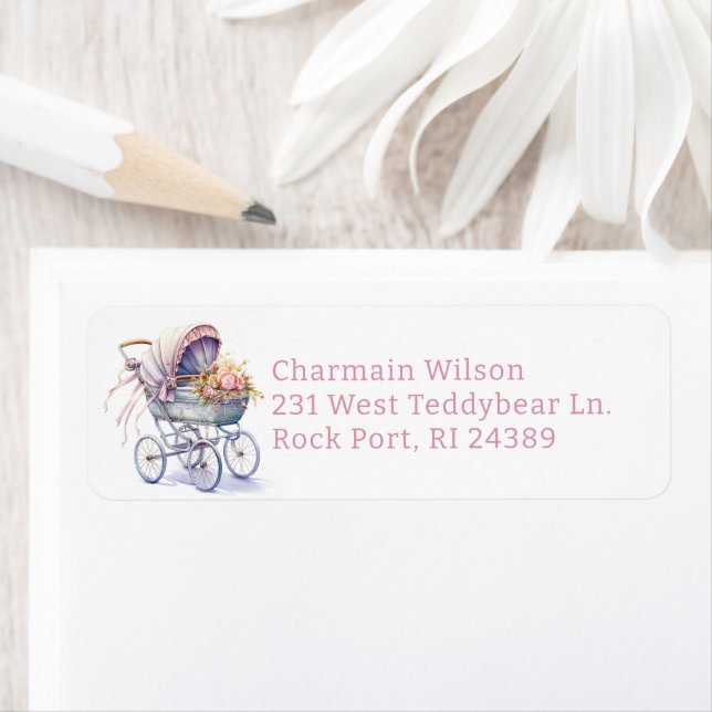 Pretty Baby Pram Return Address Label (Insitu)