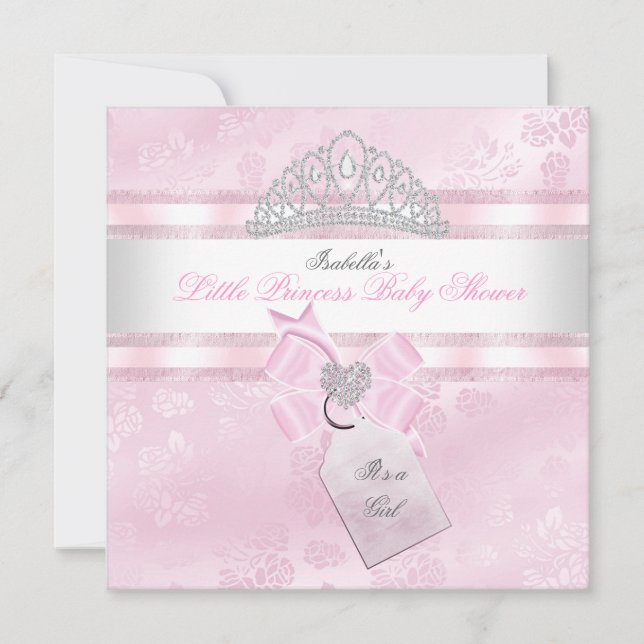 Pretty Baby Shower Girl Little Princess Damask 3 Invitation (Front)
