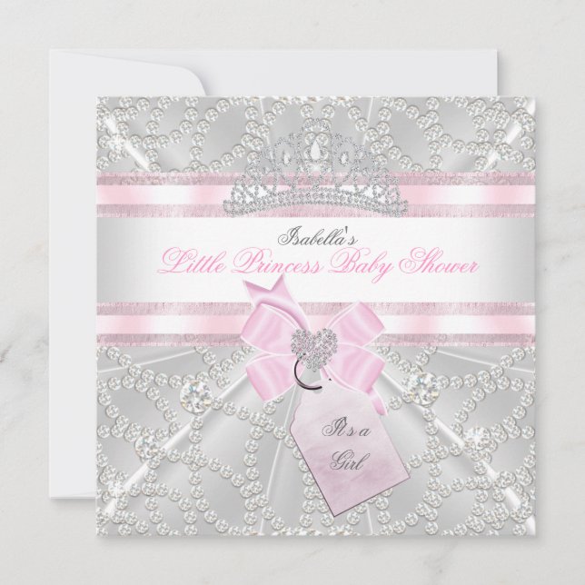 Pretty Baby Shower Girl Little Princess Diamonds Invitation (Front)