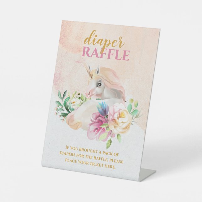 Pretty Baby Unicorn Diaper Raffle Entrance Sign (Front)