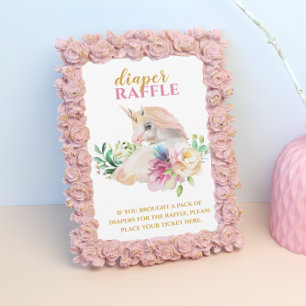 Pretty Baby Unicorn Diaper Raffle Entrance Sign Invitation