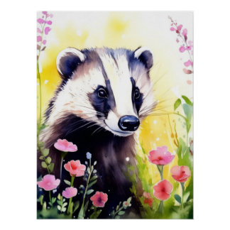 Pretty Badger Fantasy Art Poster