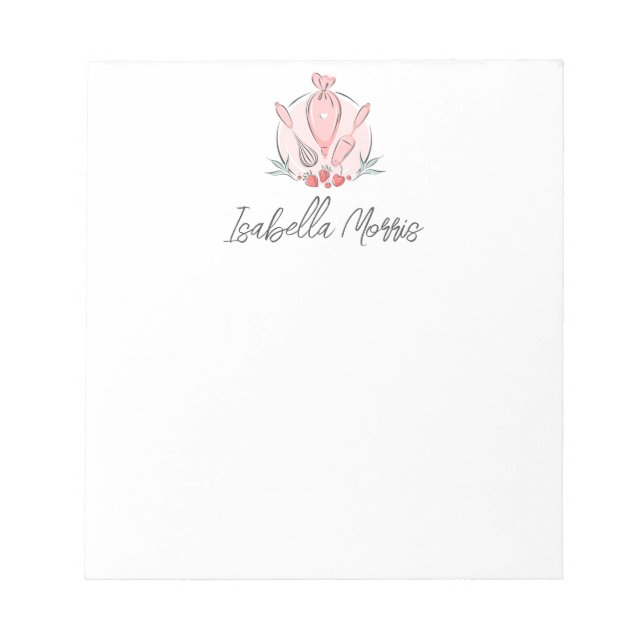 Pretty Baking Pastry Personalised  Notepad (Front)