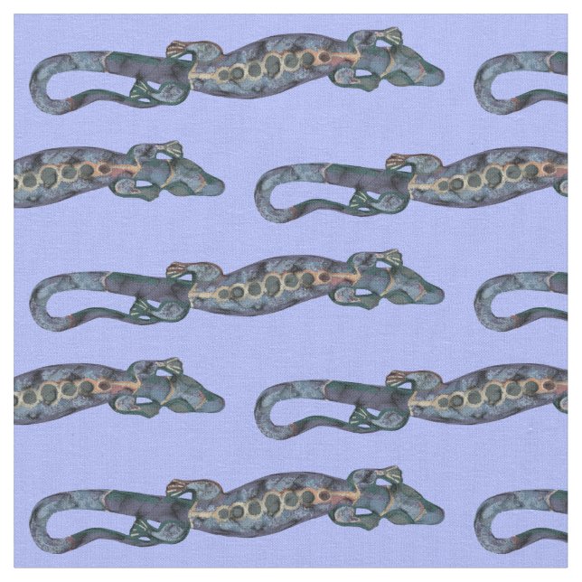 Pretty BALI LIZARD Design blue + your ideas Fabric (Close Up)