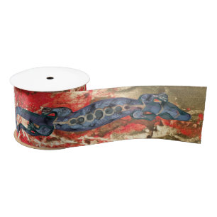 Pretty BALI LIZARD Design blue + your ideas Satin Ribbon