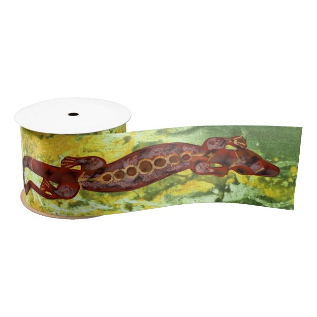 Pretty BALI LIZARD Design red + your ideas Satin Ribbon (Spool)