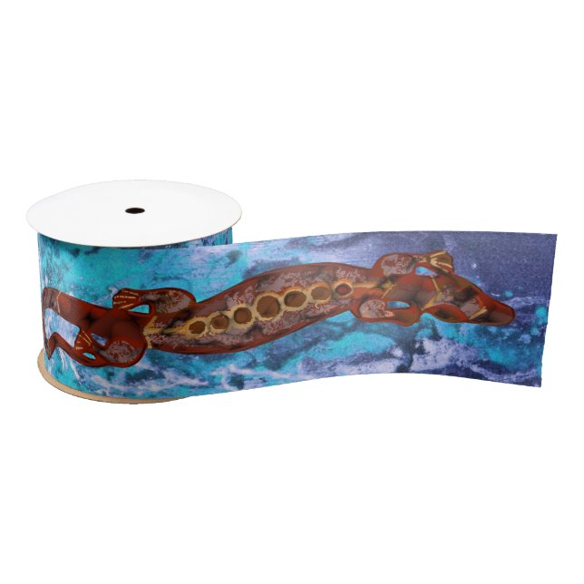 Pretty BALI LIZARD Design red + your ideas Satin Ribbon (Spool)