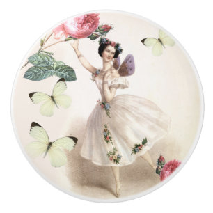 Pretty Ballerina Fairy Ceramic Pull