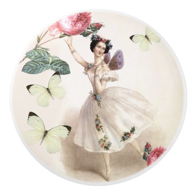 Pretty Ballerina Fairy Ceramic Pull (Front)