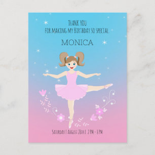 Pretty Ballerina girl Birthday Party Postcard