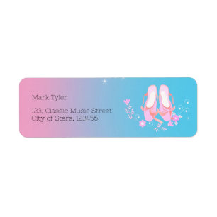 Pretty Ballerina girl Birthday Party Return Address Label