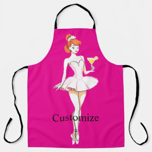 Pretty Ballerina Posing with Martini Thunder_Cove Apron