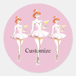 Pretty Ballerina Posing with Martini Thunder_Cove Classic Round Sticker