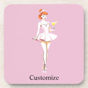 Pretty Ballerina Posing with Martini Thunder_Cove Coaster