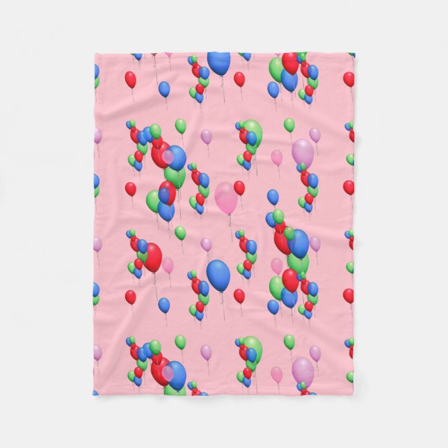 Pretty Balloons on Pink Fleece Blanket (Front)