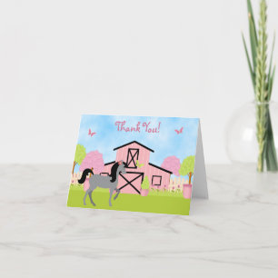 Pretty Barn Horse Thank You Cards