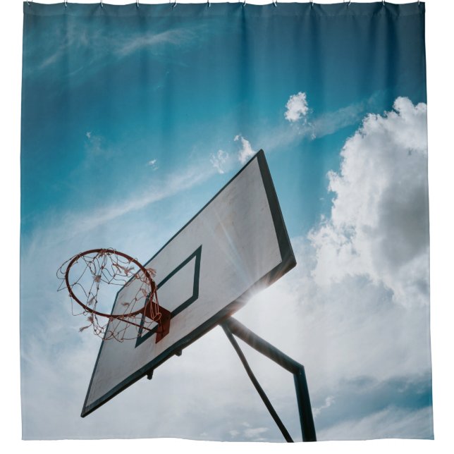 Pretty Basketball Design Shower Curtain (Front)