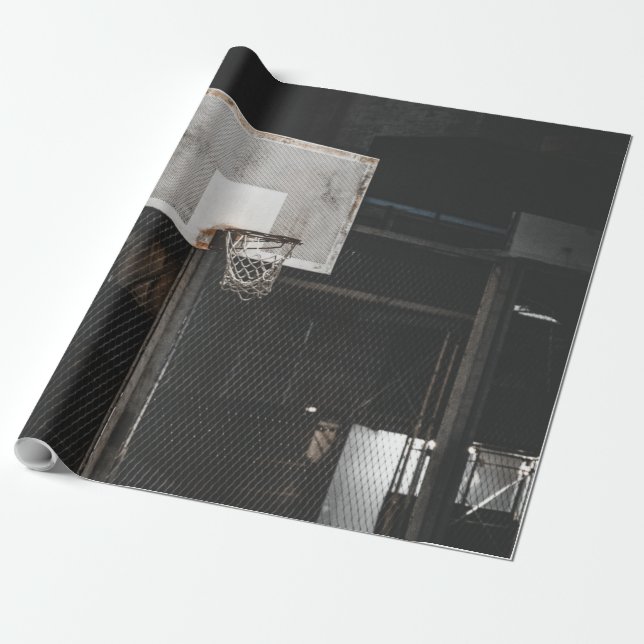 Pretty Basketball Design Wrapping Paper (Unrolled)