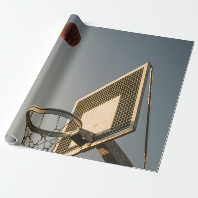 Pretty Basketball Gift Wrapping Paper (Unrolled)