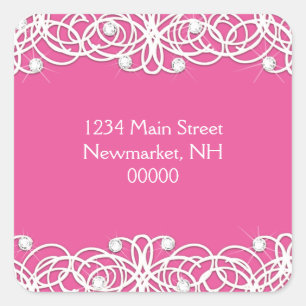 Pretty Bat Mitzvah Clear Sparkle and Lace Square Sticker