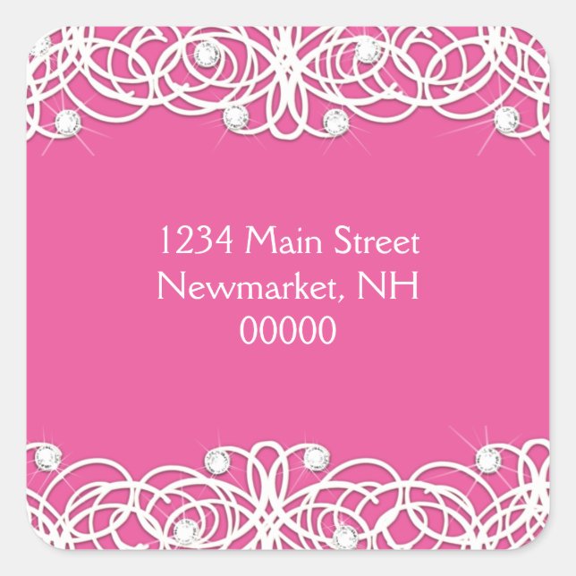 Pretty Bat Mitzvah Clear Sparkle and Lace Square Sticker (Front)