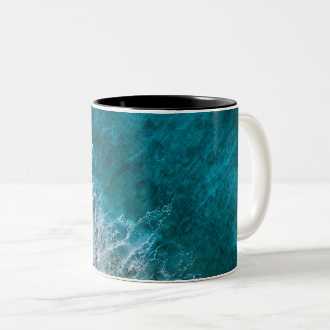 Pretty Beach Landscape Two-Tone Coffee Mug (Front Right)