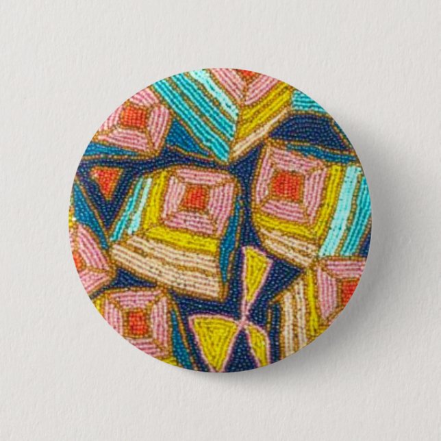 Pretty Beaded Art Deco Design 6 Cm Round Badge (Front)