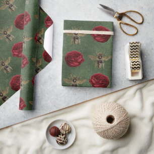 Pretty Bees Floral Elegant Gift Wrapping Paper