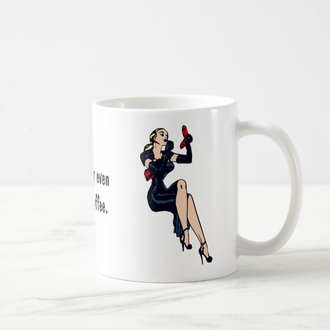 Pretty Before Coffee Blonde Retro Glamour Girl Pin Coffee Mug (Right)