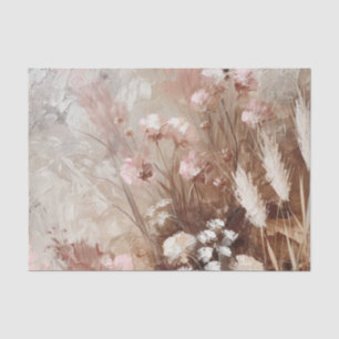 Pretty Beige Blush Pink Boho Floral  Tissue Paper
