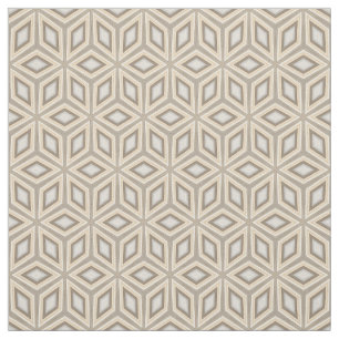 Pretty Beige Brown Geometric Retro Stars Pattern Fabric