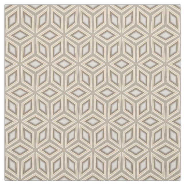 Pretty Beige Brown Geometric Retro Stars Pattern Fabric (Swatch)