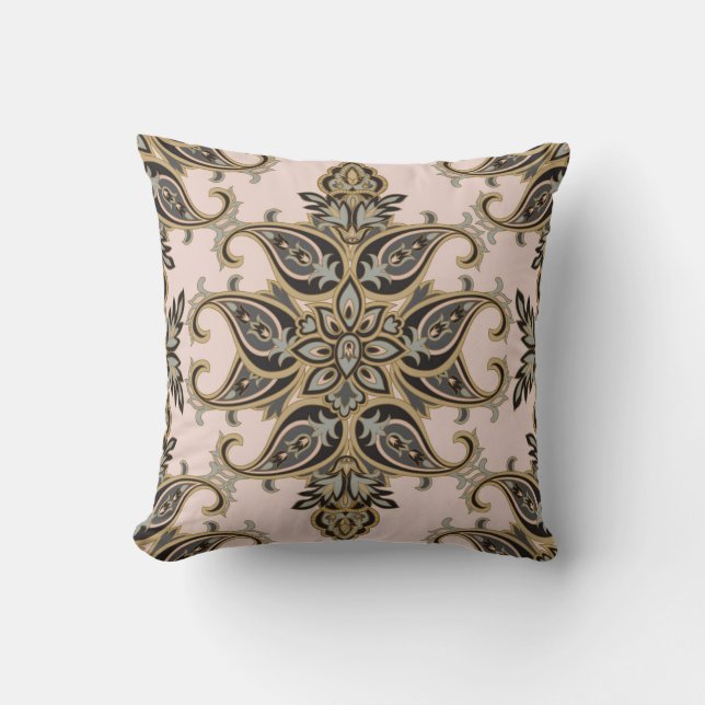 Pretty Beige/Tan Damask Pillow (Front)